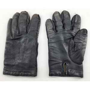 Vintage Aris‎ Men’s Size Large Gloves Black Leather Acrylic Knit Lined